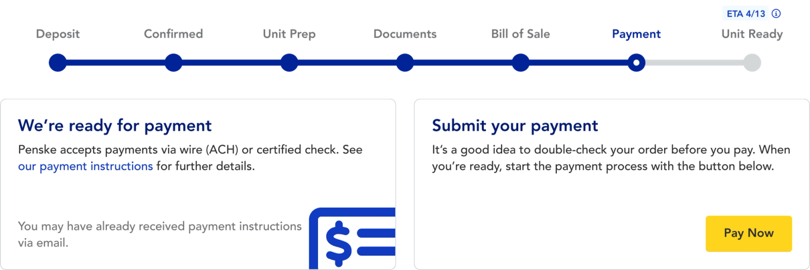 The progress indicator reveals more of the process and helps the user navigate it.