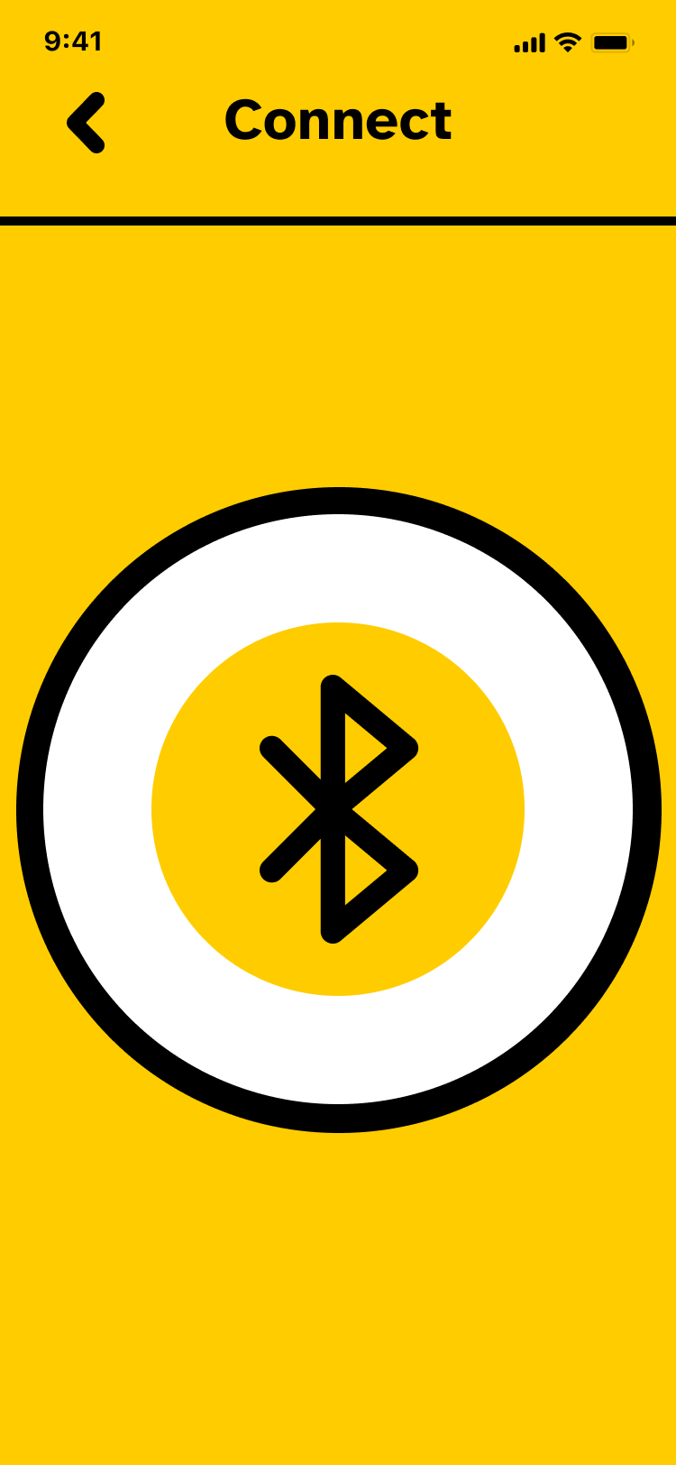 Big bold colors guide the user to pair their cane with the app