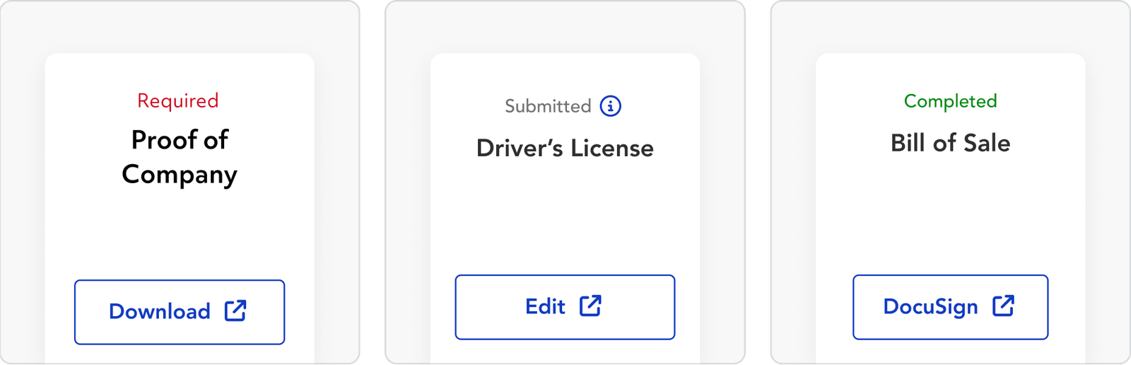 Documents have their own presentation now, complete with statuses, titles, and an action button.