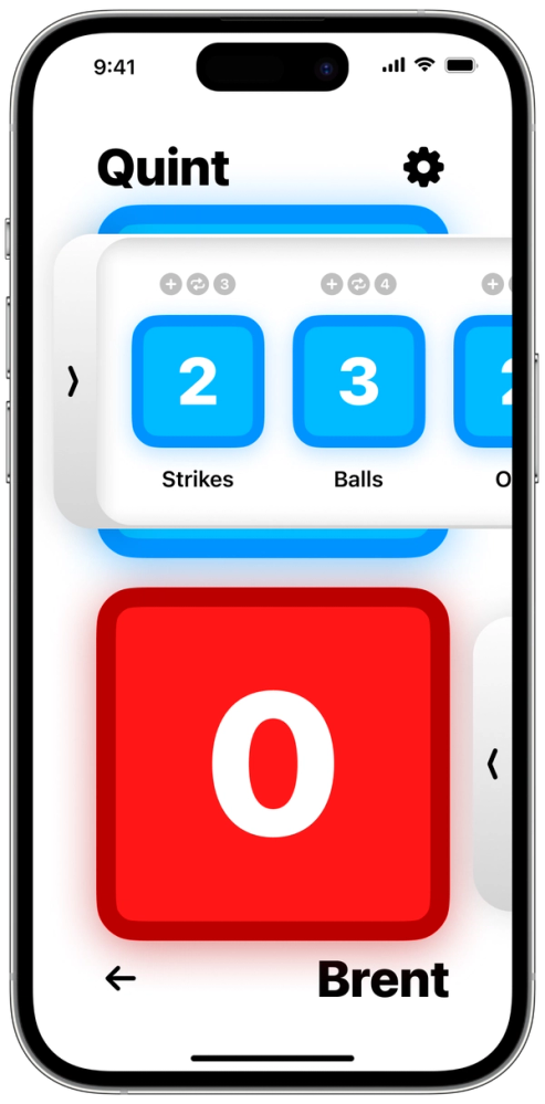 What subscores look like in a game. Tap or swipe to expand the drawer and edit the scores.