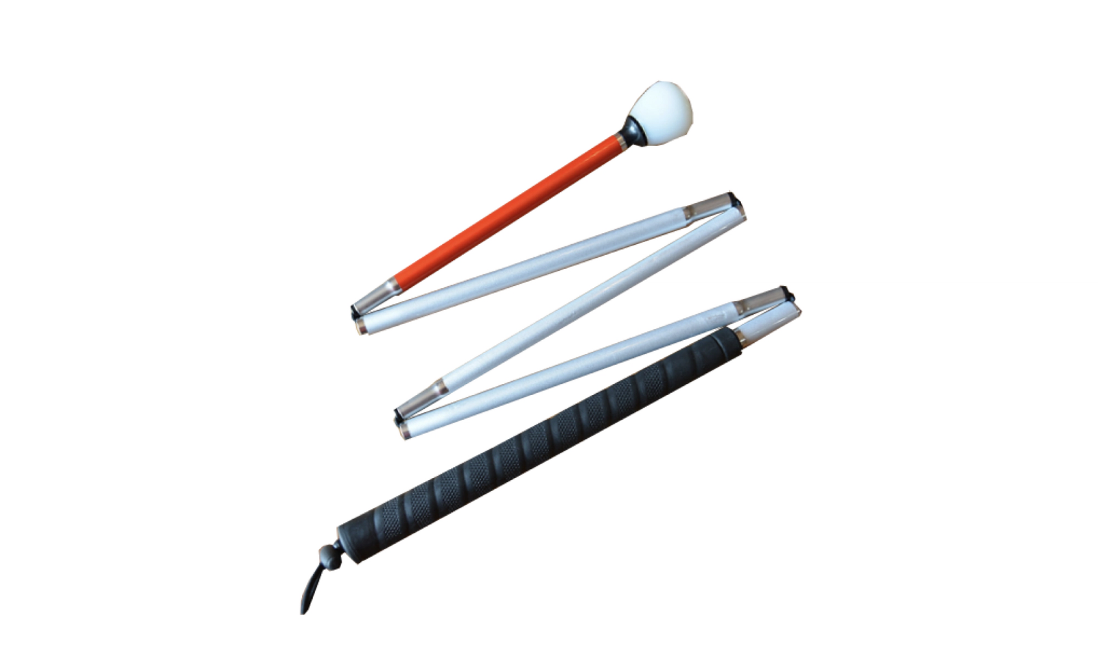 White cane in use, showing what it can and can't detect