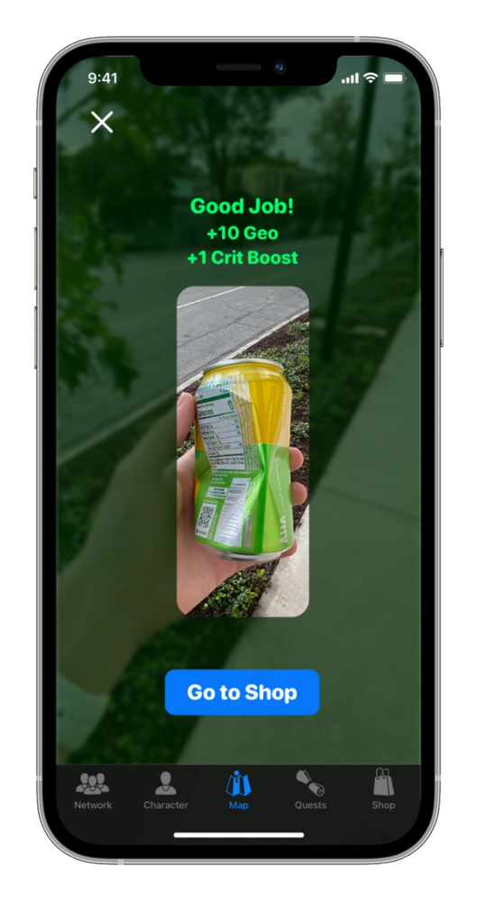 Scanning trash to verify and earn Geo