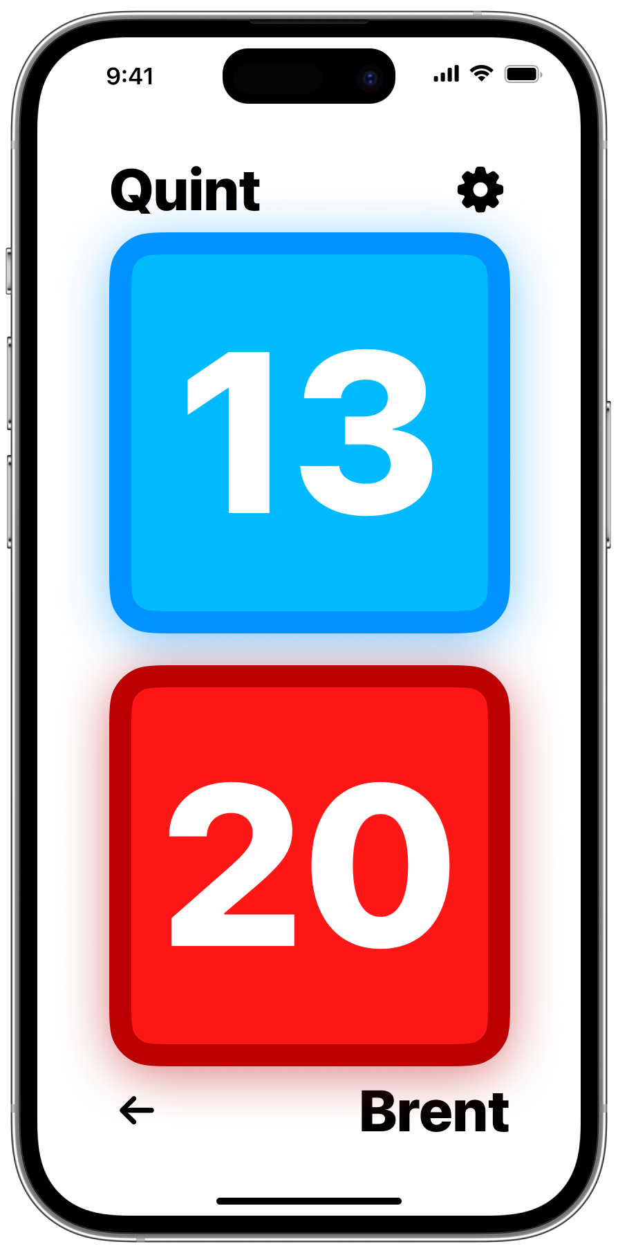 The main ScoreKeep screen