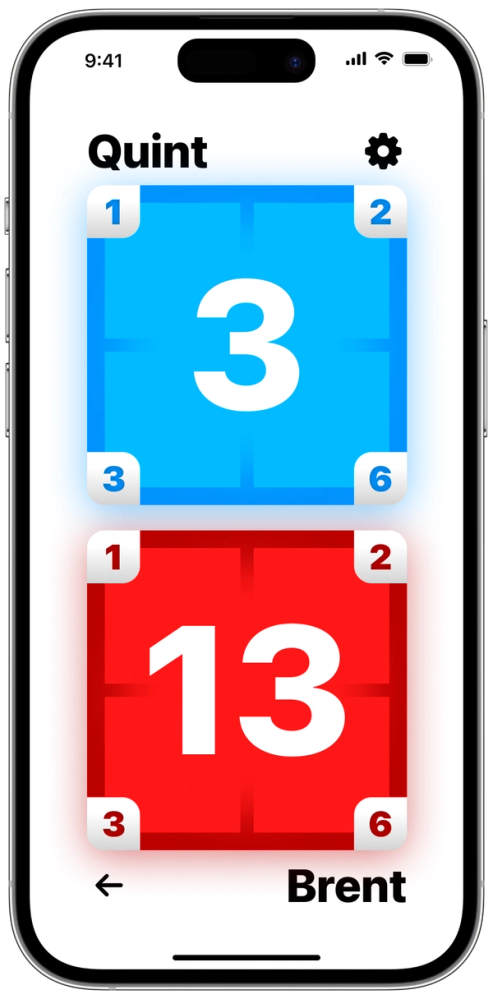 What score corners look like in a game. Tap a corner to add points.