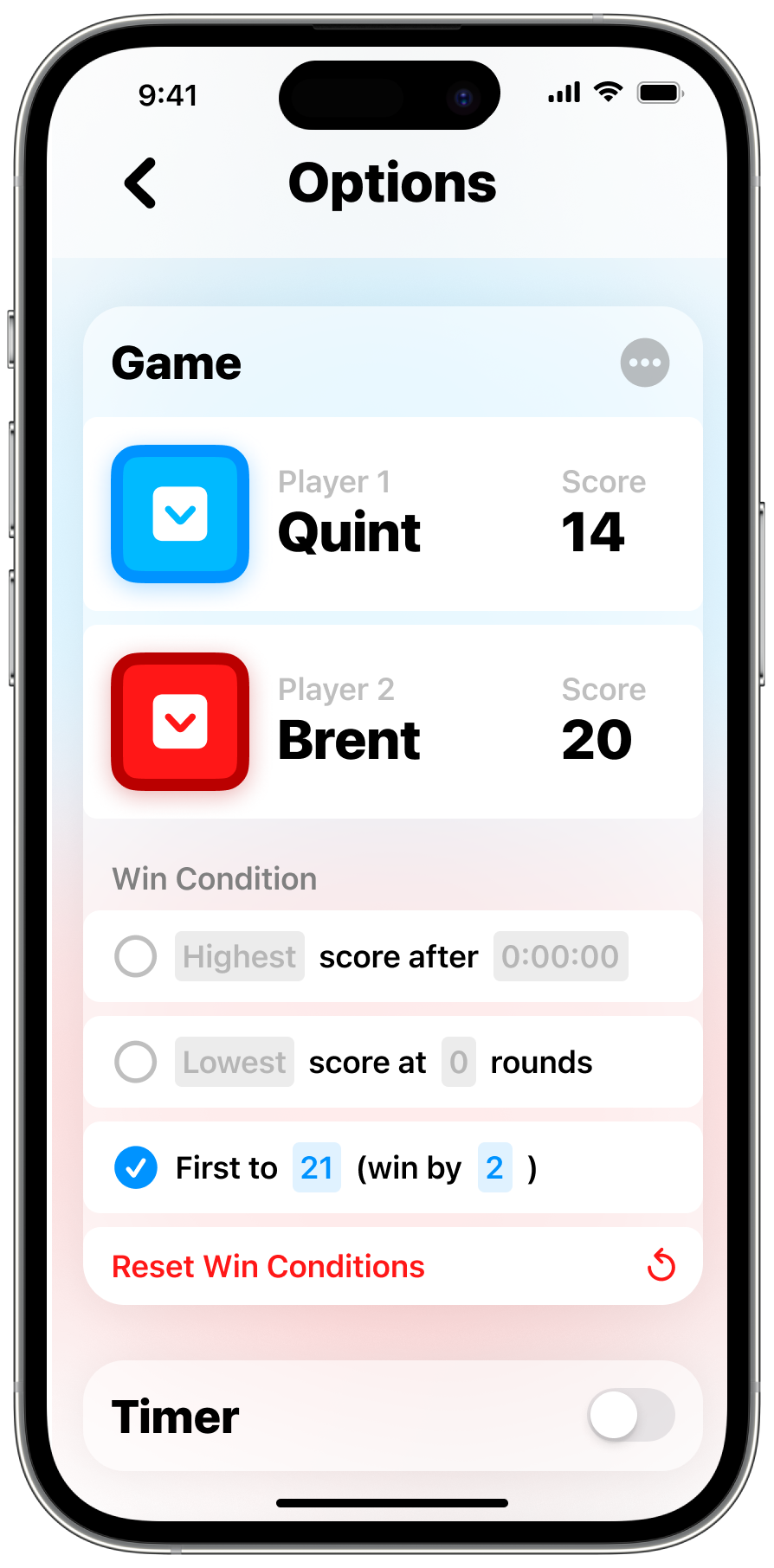 Set up a win condition in the game's settings