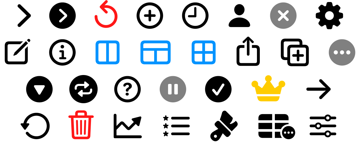 All the icons used in ScoreKeep