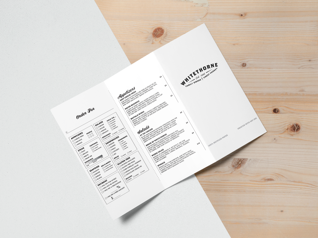 Whitethorne Menu